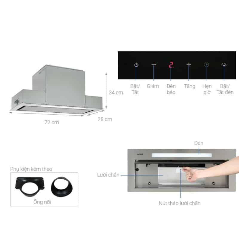 Máy hút mùi Hafele HH-BI72 533.80.027 nhập khẩu âm tủ