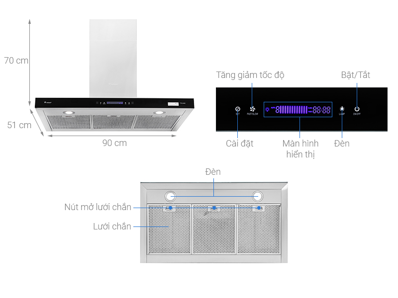 Máy hút mùi Pramie TT32-900
