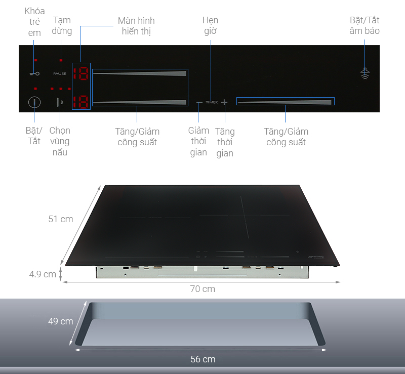 Bếp từ đôi Smeg SI1M7733B