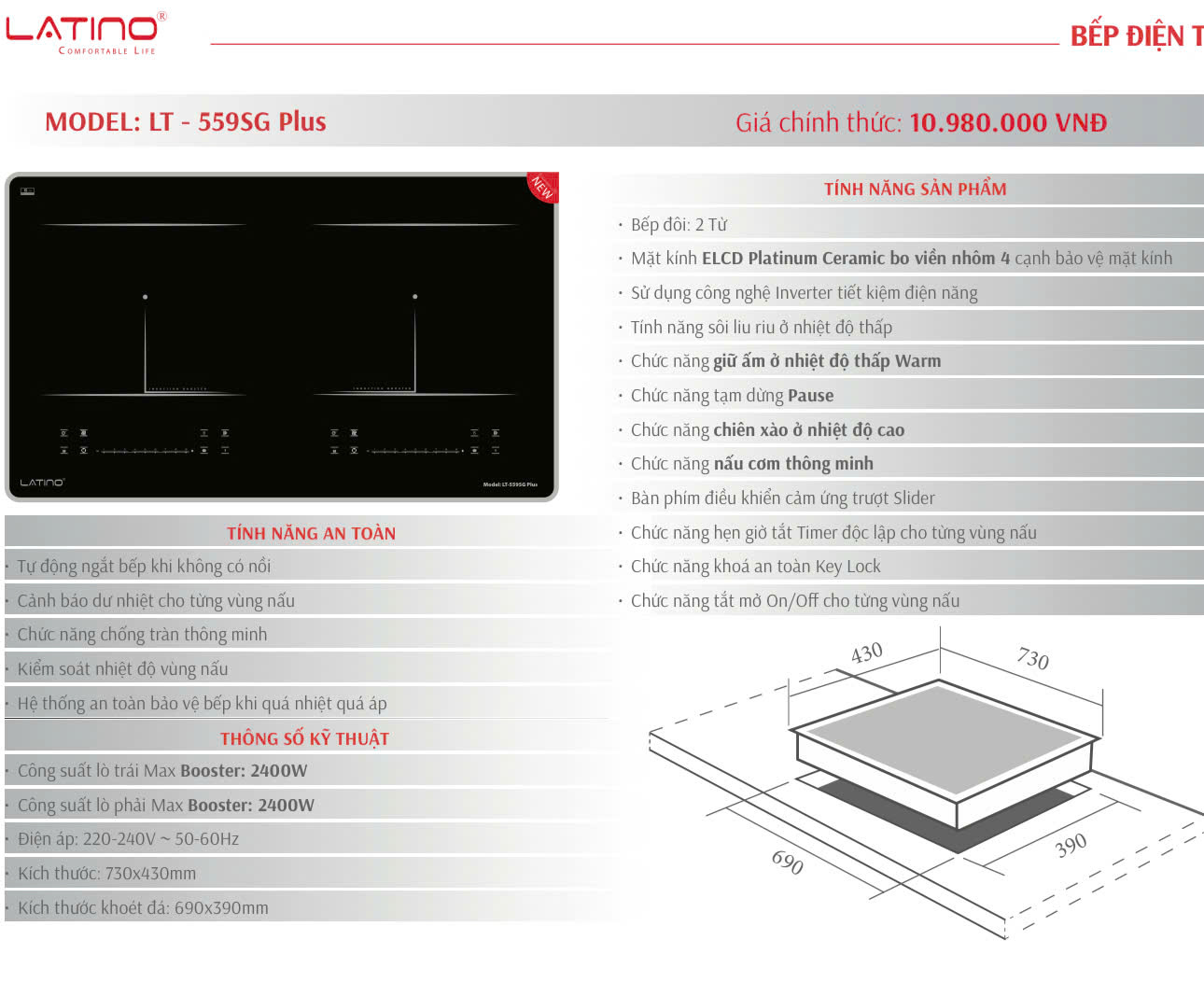 Bếp từ Latino LT-559SG Plus