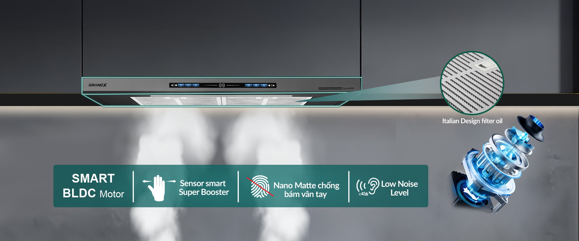 Máy hút mùi Grandx GX H70F85G