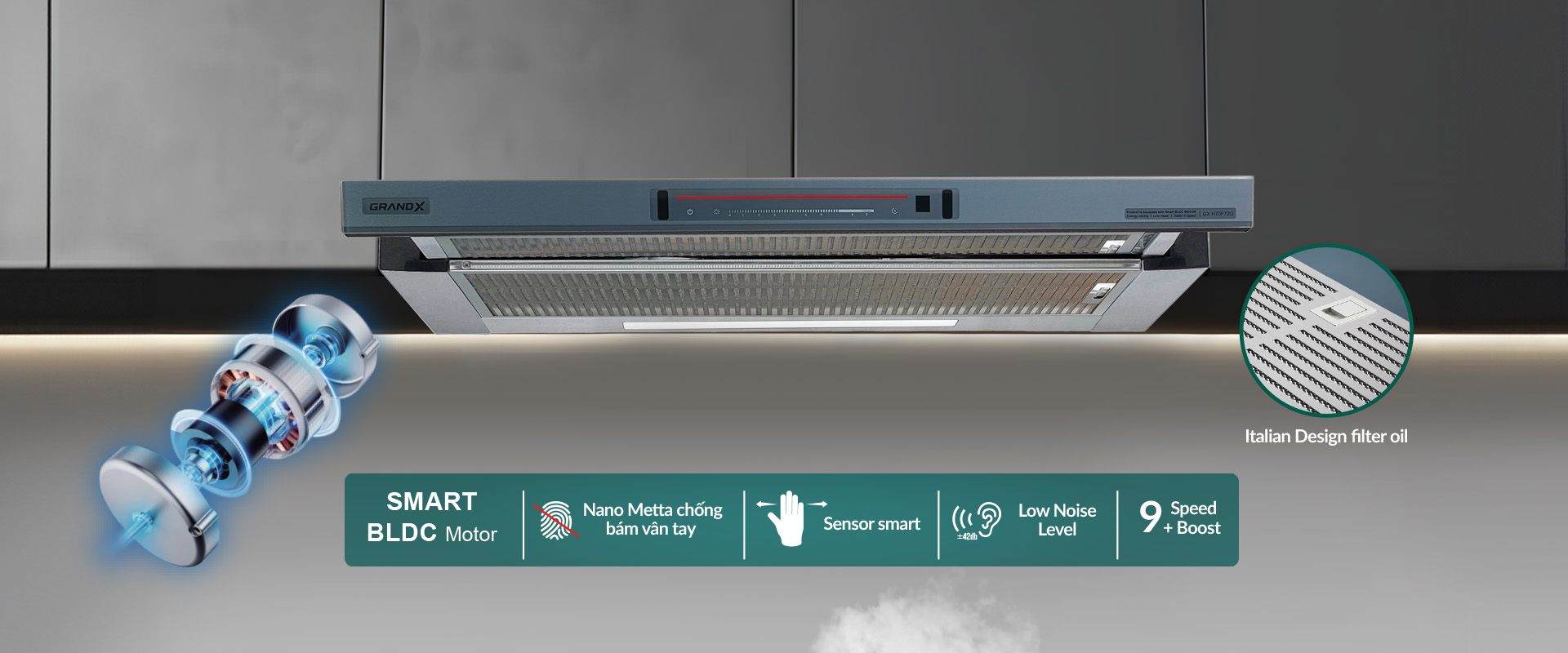 Máy hút mùi Grandx GX H70F72G