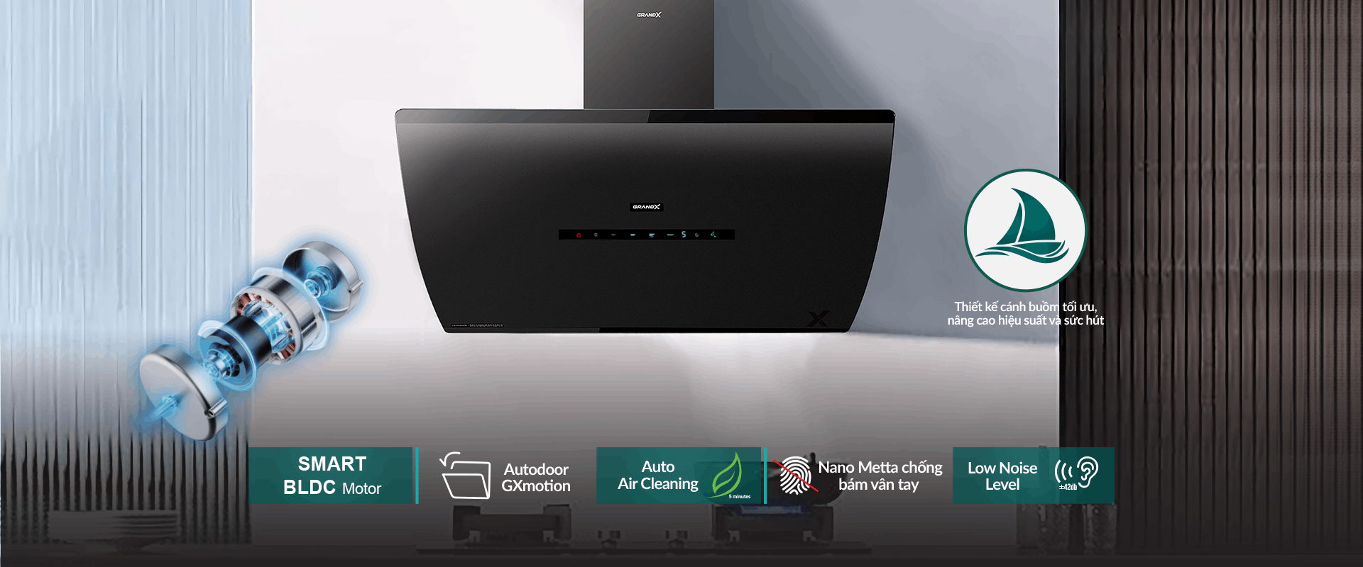 Máy hút mùi Grandx GX H70F87G / GX H70S87B