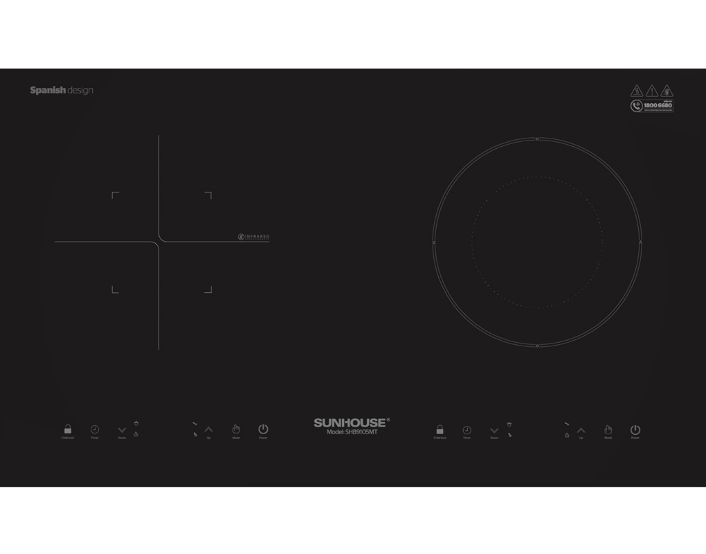 Bếp từ - hồng ngoại đôi Sunhouse SHB9105MT 3600W