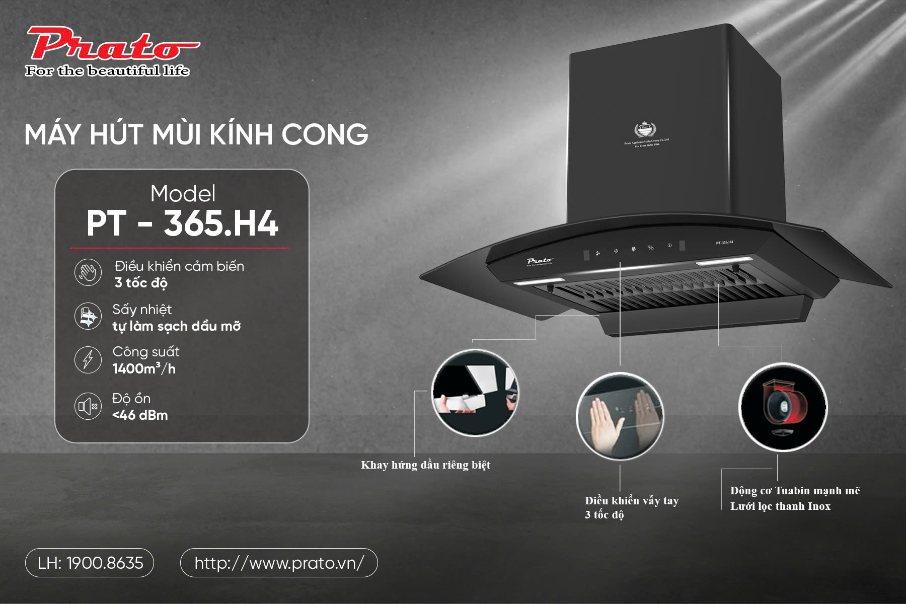Máy hút mùi Prato PT-365.H4