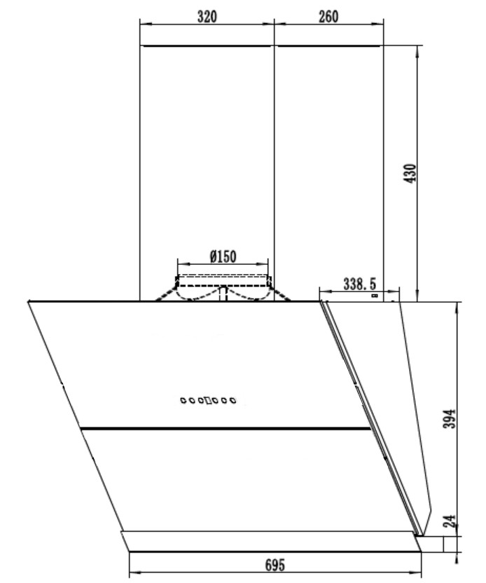 Máy hút mùi kính vát cao cấp Prato model PT-369.H3