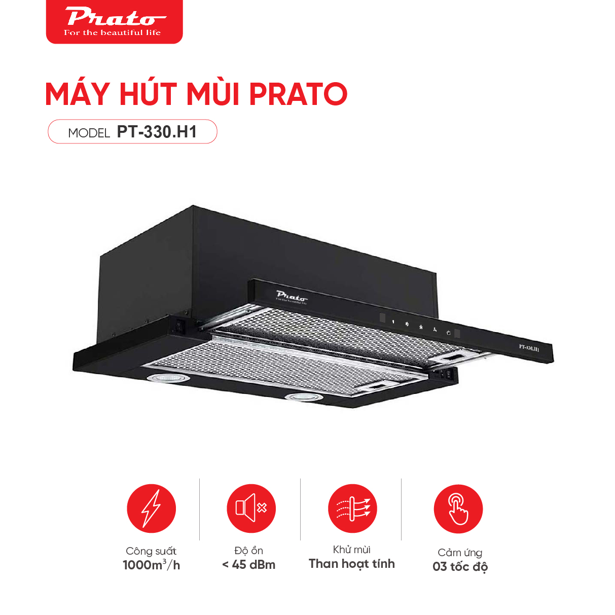 Máy hút mùi Prato Model  PT-330.H1
