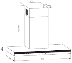 Hút mùi áp tường chữ T kích thước 700mm Cariny CAM - 7041GS