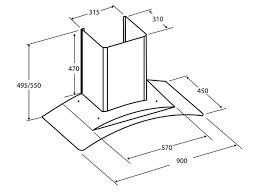 Hút mùi áp tường kính cong kích thước 900mm Cariny CAW-9042/GL