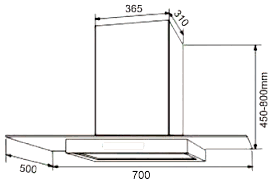 HÚT MÙI ÁP TƯỜNG KÍNH THẲNG KÍCH THƯỚC 700MM CARINYCAW-7009GS