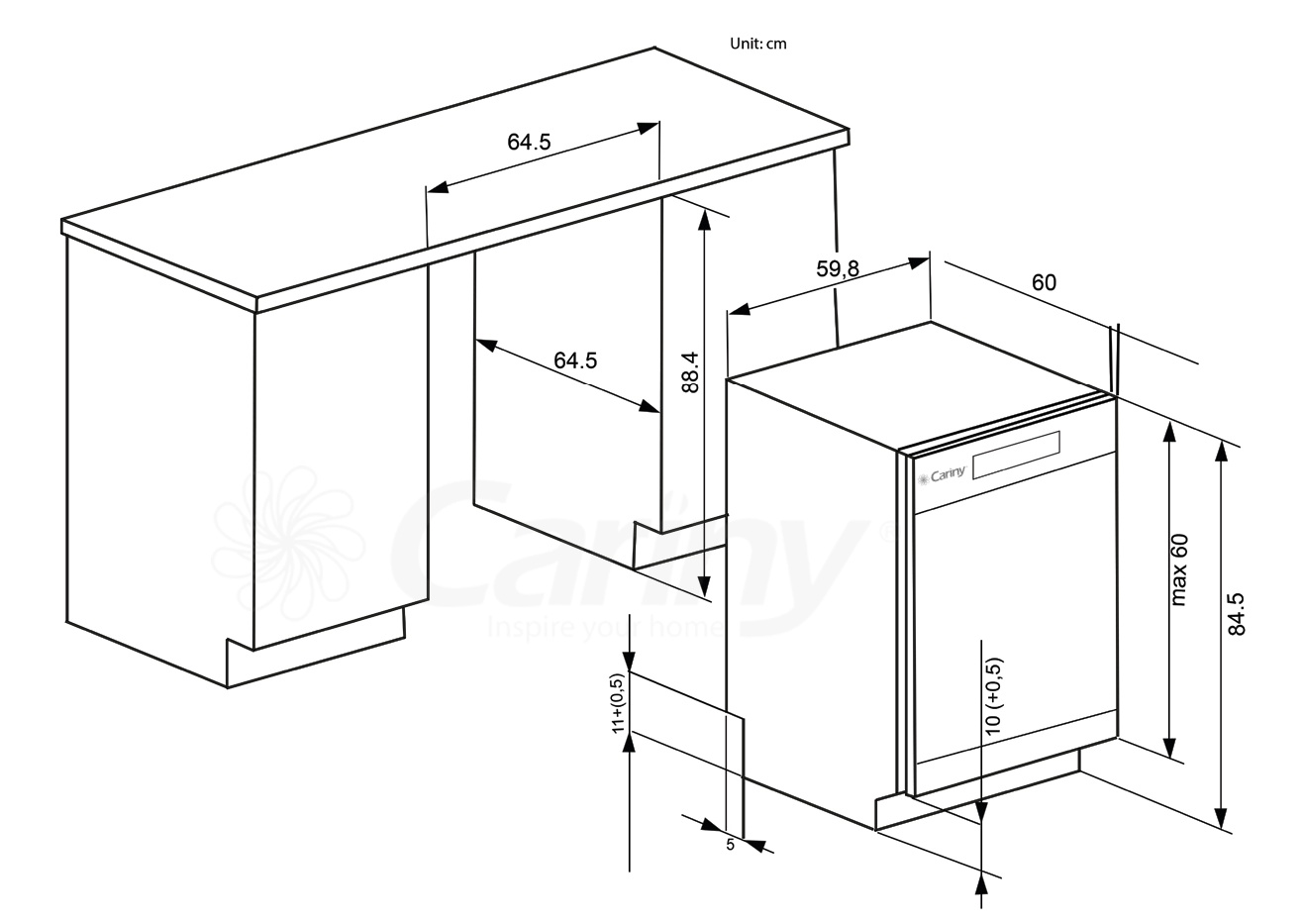 Máy Rửa Bát Độc Lập Cariny CAR6085EU15S
