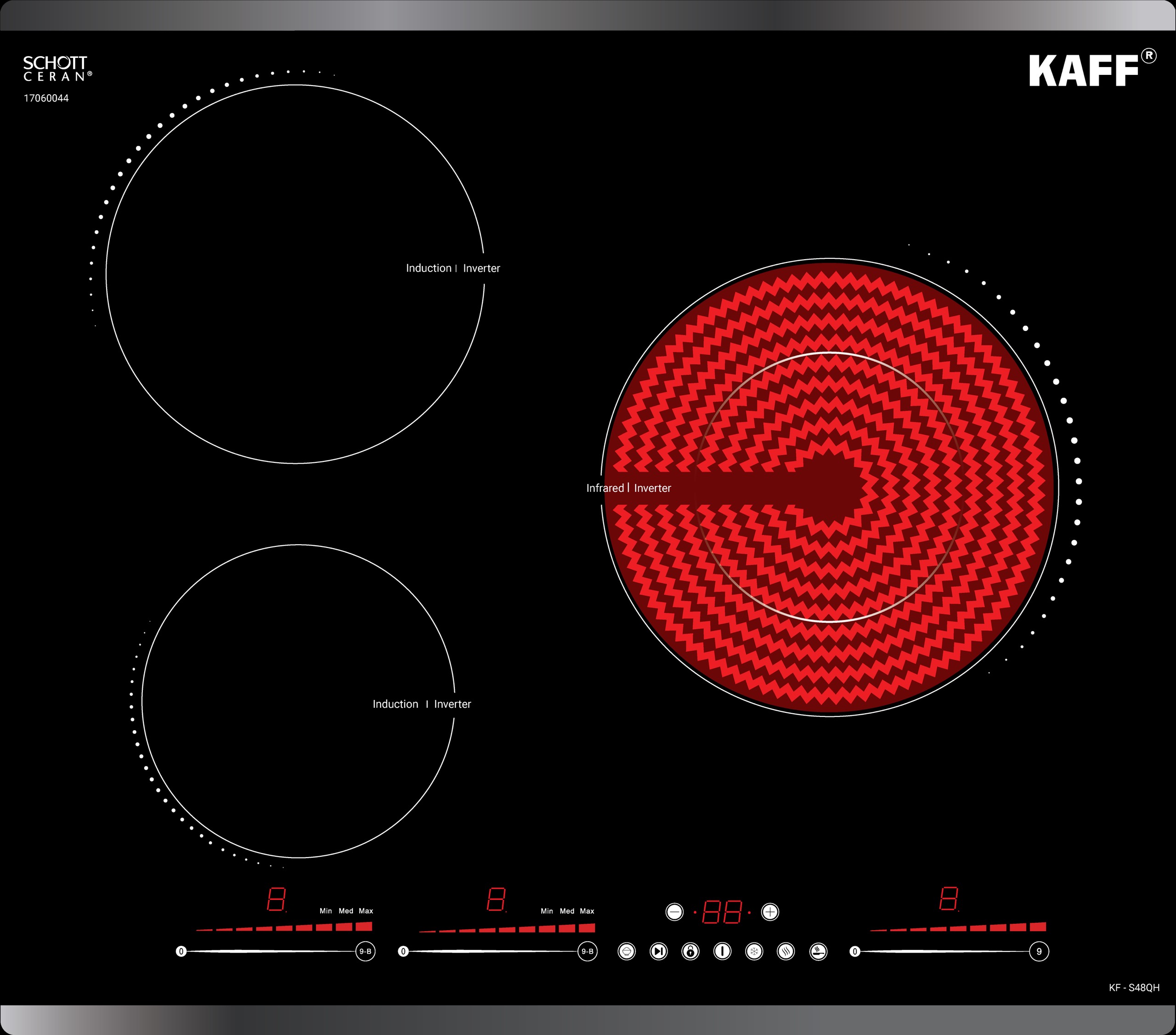 Bếp điện từ hỗn hợp ( 2 từ,1 hồng ngoại) Kaff KF-S48QH PLUS An toàn và tiện nghi