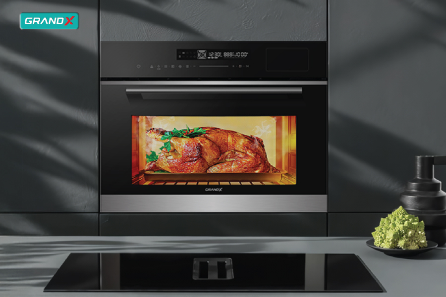 Lò nướng âm tủ tích hợp lò hấp,lò vi sóng và nồi chiên không dầu GrandX GX50MOS7