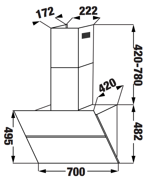 Máy hút mùi Kaff KF-LUX-AT70FH-WH