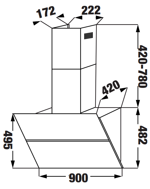 Máy hút mùi Kaff KF-LUX-AT90FH-BK