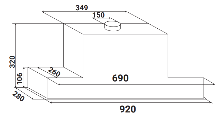Máy hút mùi âm tủ toàn phần Kaff KF-BI90PR