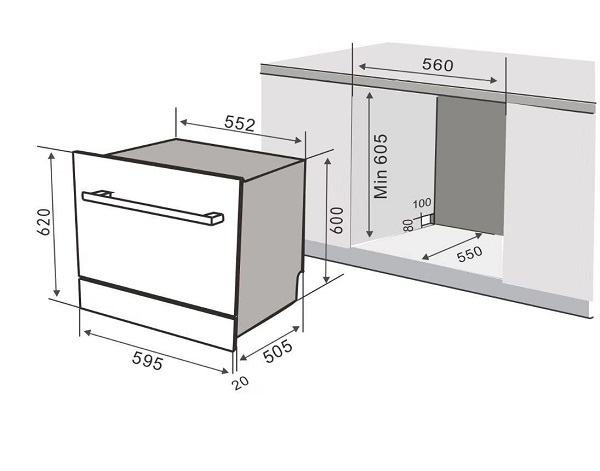 Máy rửa bát âm tủ KAFF KF- BISMS8