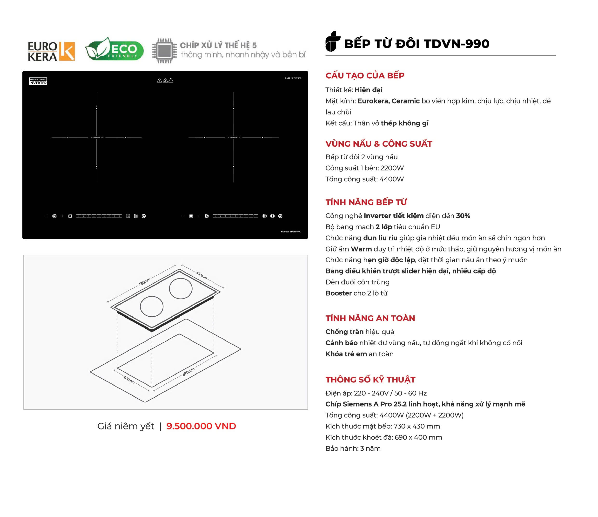 Bếp Từ Cao Cấp Teady TDVN-990